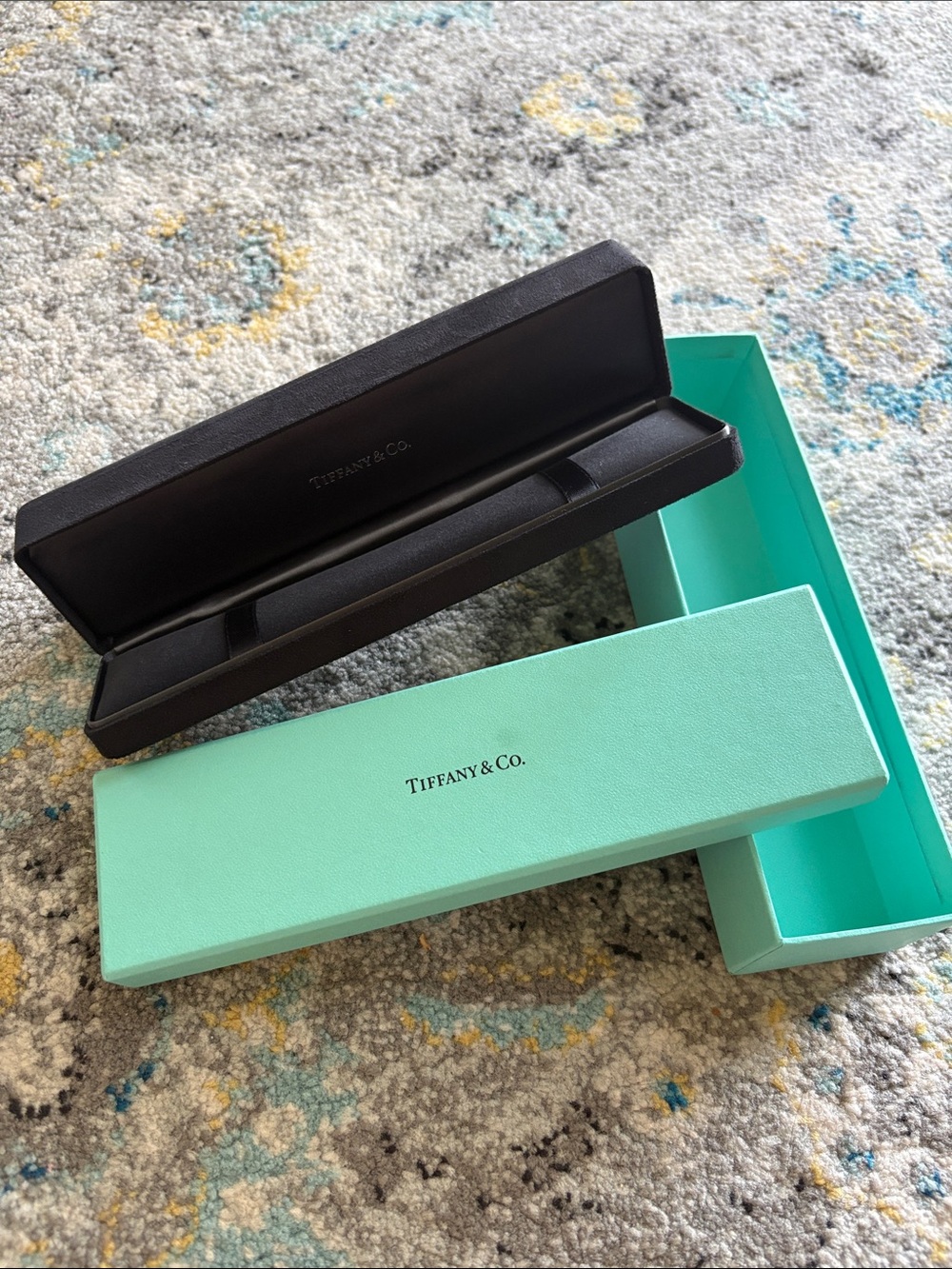 Tiffany & Co. Empty Jewelry Box in Signature Blue-Green and Black